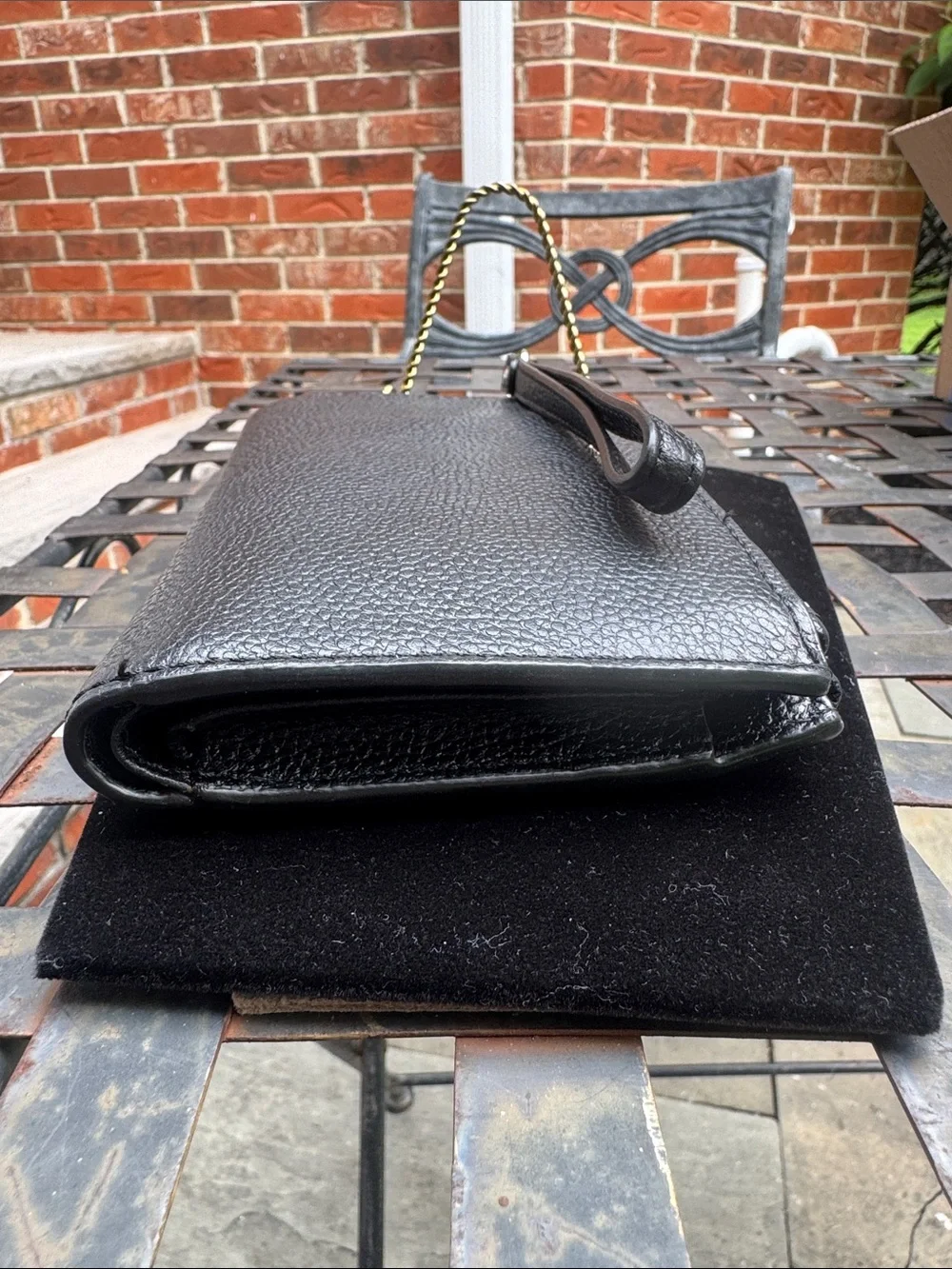Michael Kors Black Pebbled Leather Zip Wristlet with Gold Logo